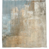 グレーとベージュの抽象芸術アート絵画抽象画、アート、 シャワーカーテン (正面)