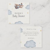 グレーとベージュの水の色ベビーシャワー エンクロージャーカード (正面/裏面)