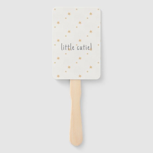 グレーとベージュの水の色ベビーシャワー ハンドファン (裏面)