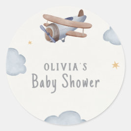 グレーとベージュの水の色ベビーシャワー ラウンドシール