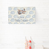 グレーとベージュの水の色ベビーシャワー 横断幕 (インサイチュ)