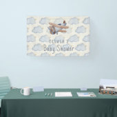 グレーとベージュの水の色ベビーシャワー 横断幕 (トレードショー)