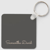 グレーとベージュパーソナライズされた キーホルダー (裏面)