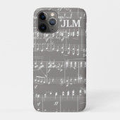 グレーとホワイトのシグネチャーなヴィンテージ楽譜デザイン Case-Mate iPhoneケース (裏)