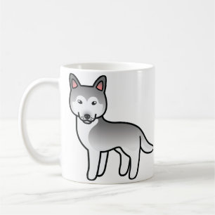 グレーとホワイトのシベリアンハスキーキャラクター コーヒーマグカップ