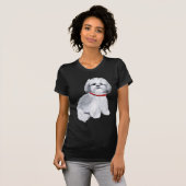 グレーとホワイトのシーズー Tシャツ (正面フル)