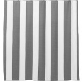 グレーとホワイトのストライプのカスタムシャワー シャワーカーテン (正面)