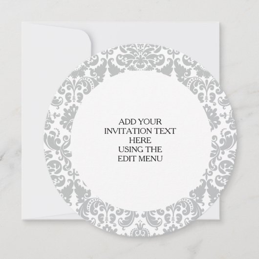 グレーとホワイトのダマエレガントスクパターン 招待状 (正面)