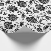 グレーとホワイトのフローラマスク ラッピングペーパー (角)