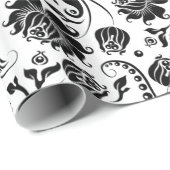 グレーとホワイトのフローラマスク ラッピングペーパー (ロールコーナー)