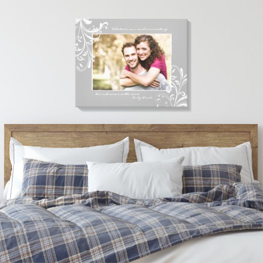 グレーとホワイトのフローラ写真テンプレート写真 キャンバスプリント (インサイチュ (寝室))