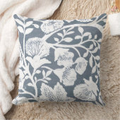 グレーとホワイトのフローラ装飾用クッション クッション (ブランケット)