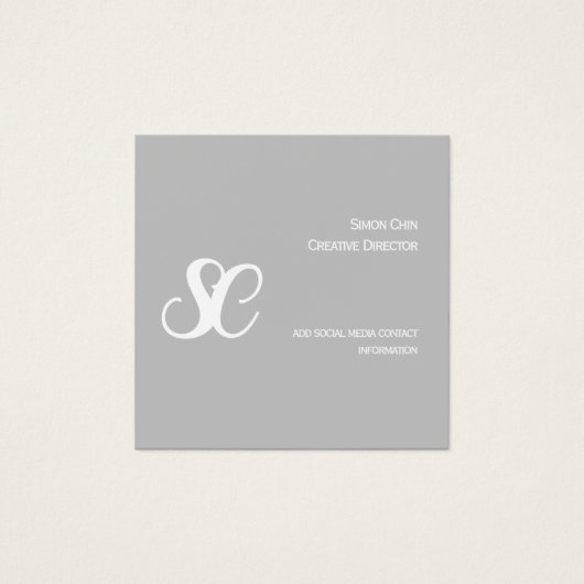 グレーとホワイトのミニマリストのビジネスプロファイルカード (正面)