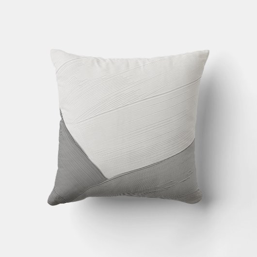 グレーとホワイトのミニマル抽象芸術 クッション (裏面)