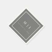 グレーとホワイトのミニマル結婚リストのカクテル スタンダードカクテルナプキン (角)