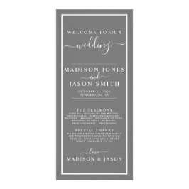 グレーとホワイトのミニマル結婚式 プログラム