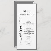 グレーとホワイトのミニマ結婚リスト メニュー (正面/裏面)