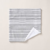 グレーとホワイトのモダン ミニマリスト ストライプ タオルセット (ウォッシュタオル)