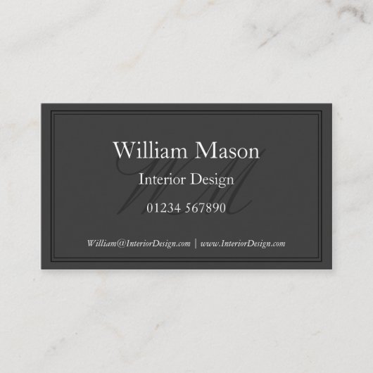 グレーとホワイトのモノグラム枠の名刺 名刺 (正面)