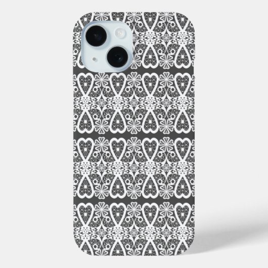 グレーとホワイトのレース模様 Case-Mate iPhoneケース (裏面)