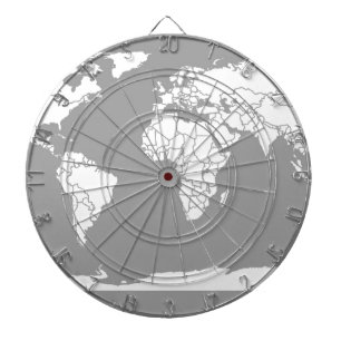 グレーとホワイトの世界地図 ダーツボード