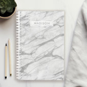 グレーとホワイトの大理石 パーソナライズされた名前 オーダーメイド プランナー手帳