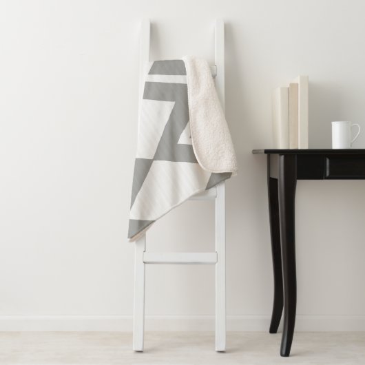 グレーとホワイトの抽象芸術モダンシボロンダイヤモンド シェルパブランケット (インサイチュ)