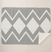 グレーとホワイトの抽象芸術モダンシボロンダイヤモンド シェルパブランケット (正面(横))