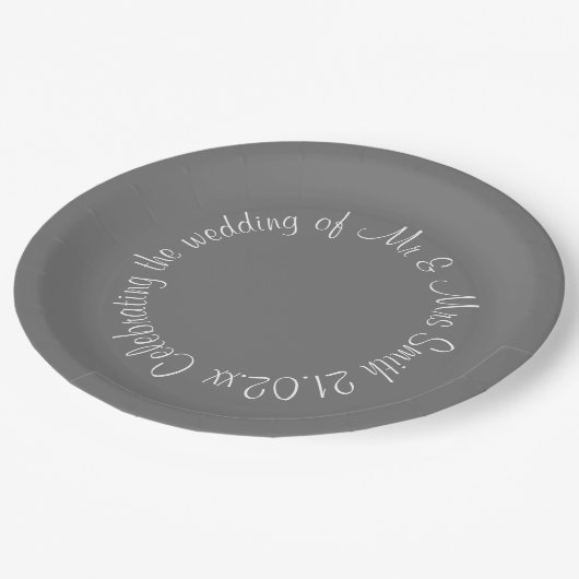 グレーとホワイトの紙プレート祝- s... ペーパープレート (アングル)