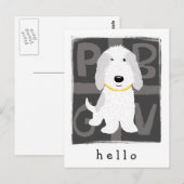 グレーとホワイトのPBGV ポストカード (正面/裏面)