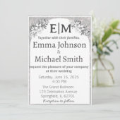 グレーとホワイトエレガンスモダンフローララインアート 招待状 (スタンド正面)