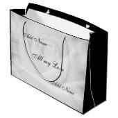 グレーとホワイトカントリーシックな詩デザイン ラージペーパーバッグ (裏面アングル)