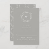 グレーとホワイトシンプルリースウェディングRSVP 出欠カード (正面/裏面)