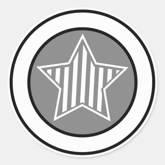 グレーとホワイトスターのステッカー ラウンドシール (正面)