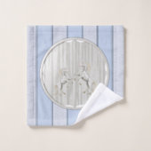 グレーとホワイトストライプの馬バスルーム・タオル・セット バスタオルセット (ウォッシュタオル)