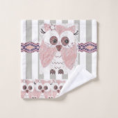 グレーとホワイトストライプバスルームのタオルがセット バスタオルセット (ウォッシュタオル)