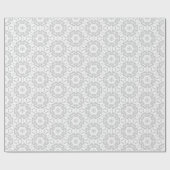 グレーとホワイトダマスクのフローラルパターン ラッピングペーパー (フラット)