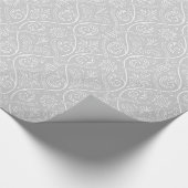 グレーとホワイトダマスコギフトラップ ラッピングペーパー (角)