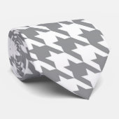 グレーとホワイトネク千鳥格子のタイ ネクタイ (ロール)