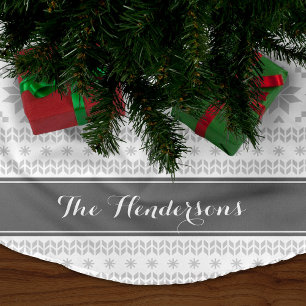 グレーとホワイトフェアアイルモノグラム ブラッシュドポリエステルツリースカート