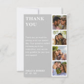 グレーとホワイトフォトブースコラージュ結婚ズ サンキューカード (正面)