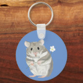 グレーとホワイトボーイのハムスターのキーチェーン キーホルダー (正面)