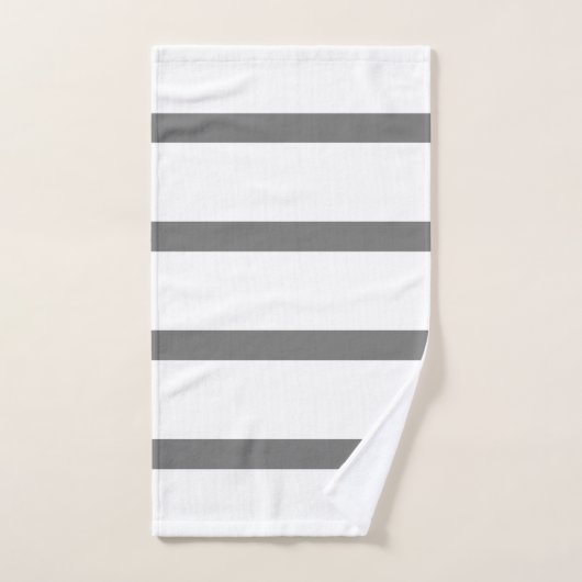 グレーとホワイトミニマルストライプズのホームオフィス バスタオルセット (ハンドタオル)