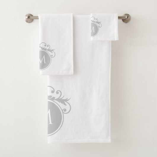グレーとホワイトモノグラムの バスタオルセット (インサイチュ)