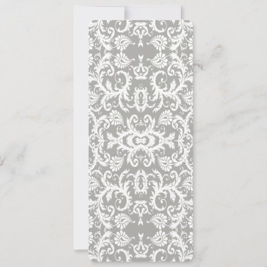 グレーとホワイトレースのフローラダマスクウェディング 招待状 (裏面)