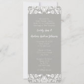 グレーとホワイトレースのフローラダマスクウェディング 招待状 (正面)