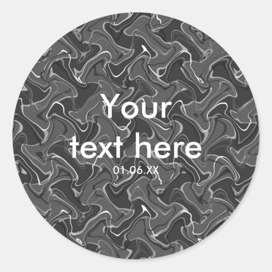 グレーとホワイト抽象芸術煙ボーイズパーティーシール ラウンドシール (正面)