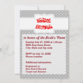 グレーとホワイト水玉模様ハートブライダルシャワーカード 招待状 (正面)