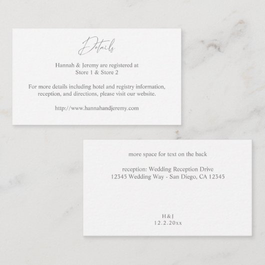 グレーとホワイト詳細SM エンクロージャーカード (正面/裏面)