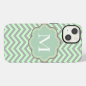 グレーとミントのジグザグ iPhoneケース (裏面横)